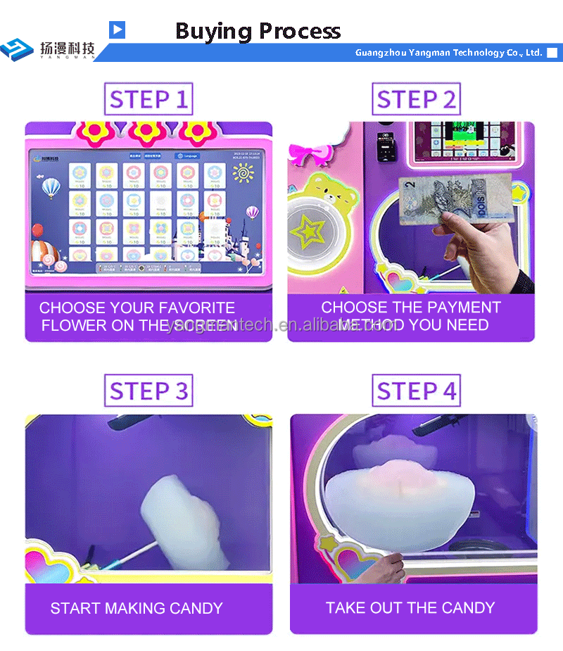 OEM ODM Factory Manufacture Full Automatic Electric Robot Cotton Candy Vending Machine Cotton Candy Vending Machine With Sugar