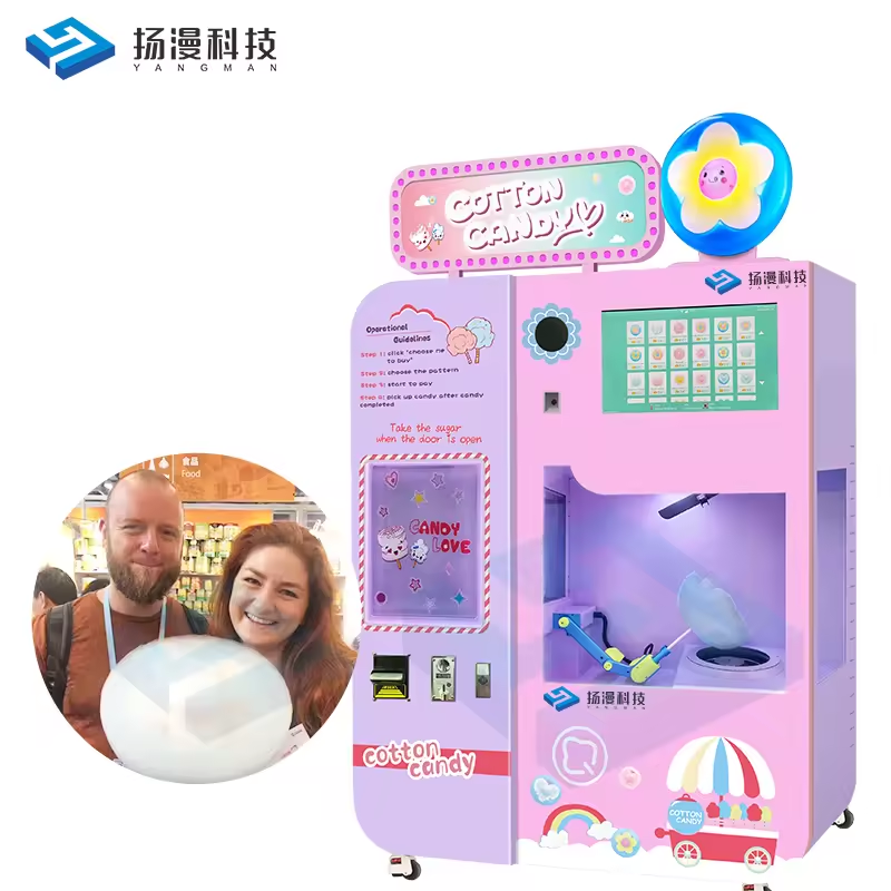 Automat Cotton Candy Vending Machine Custom Candyfloss Cotton Maker Machine Automatic Solutions