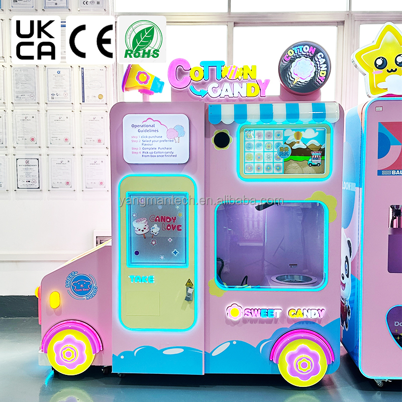 OEM ODM New Upgrade Commercial Cotton Candy Making Machine Kinds of Flowers Full Automatic Candy Floss Vending Machine
