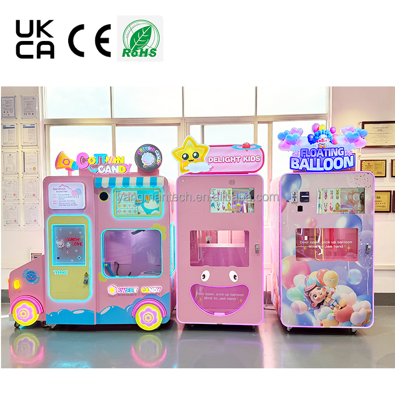OEM ODM Fully Automatic Commercial Cotton Candy Fairy Floss Vending Making Machine With Coin Bill Credit Card Acceptor