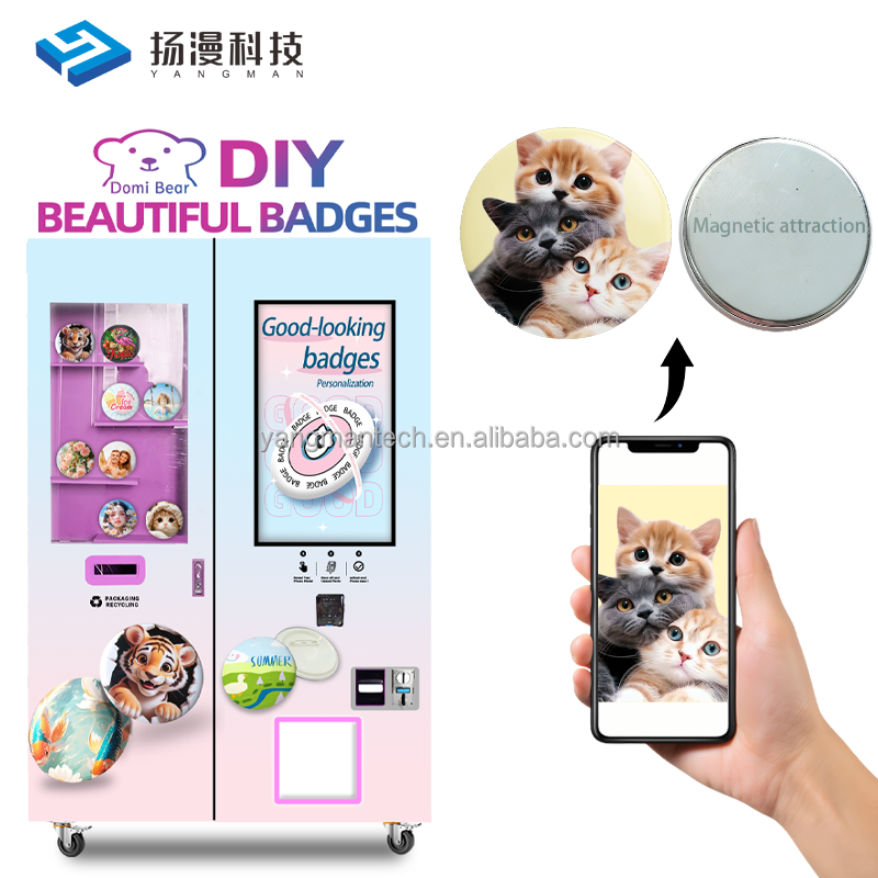 Innovative OEM ODM Manufacture Factory DIY Badge Printing Vending Machine Intelligent Automatic Badge Maker 110V/220V