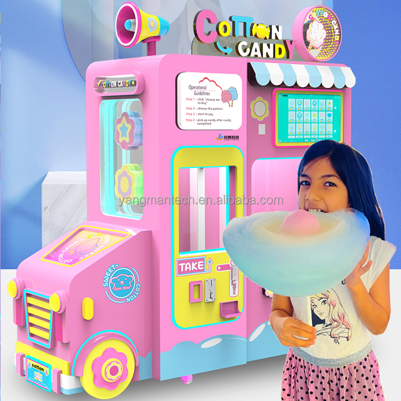 OEM ODM Intelligent Cotton Candy Machine Maker Commercial Fully Automatic Candy Floss Machine with Credit Card Payment System