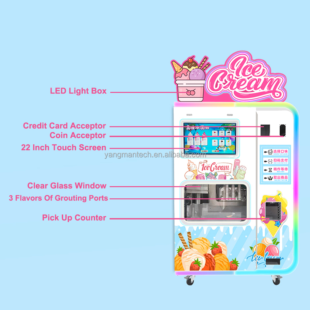 New Style Soft Serve Full Ice Cream Vending Machine Automatic Soft Ice Cream Vending Machine