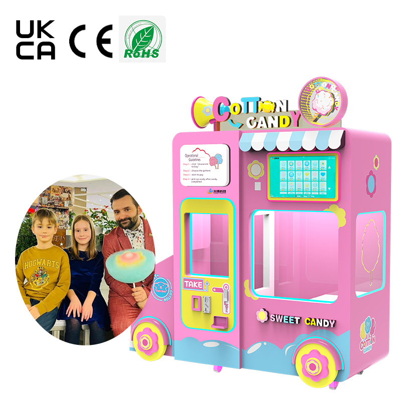 OEM ODM Factory Intelligent Touch Screen Commercial Cotton Candy Fairy Floss Vending Machine Fully Automatic Cotton Candy Robot