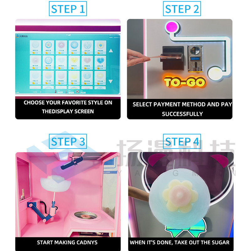 Factory Cotton Candy Machine Commercial Electric Automatic Fancy Robot Cotton Candy Vending Machine