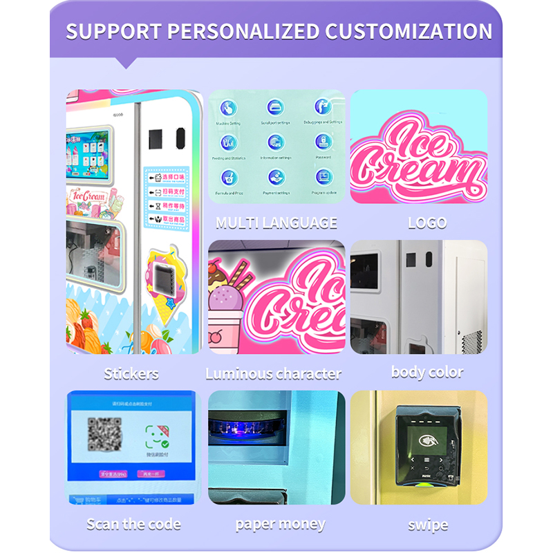 Outdoor Full Automatic Ice Cream Vending Machine Self Service Ice Cream Robot for Commercial Activities