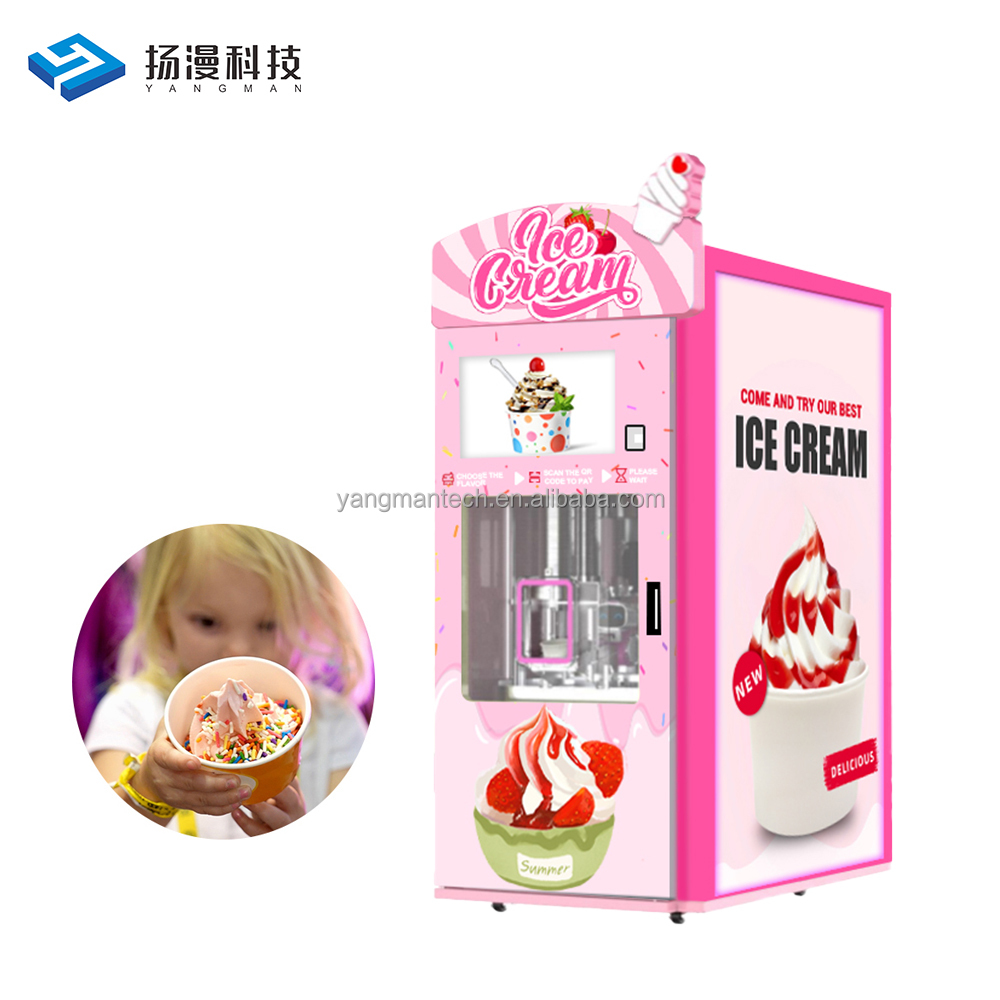 Soft Ice Cream Vending Robot Amusement Parks Shopping Malls Outdoor Smart Full Automatic Ice Cream Vending Machine