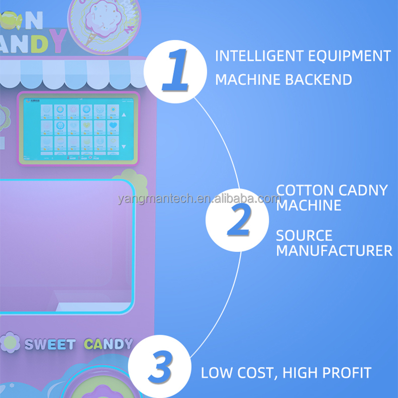 OEM ODM Customize New Candy Floss Vending Machine Intelligent Full Automatic Cotton Candy Machine with Advertising Screen
