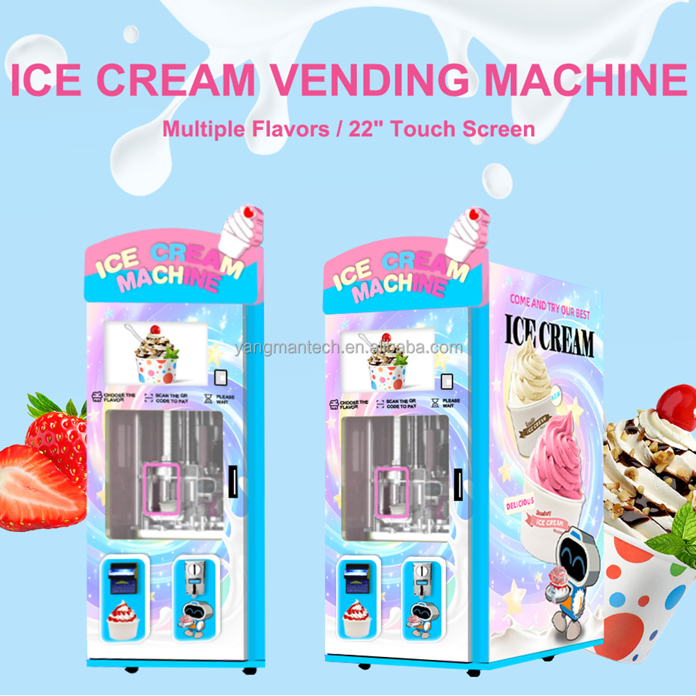 Full-Automatic Ice Cream Vending Machine with Multiple Payment Options Coin Credit Card QR Code SDK Function