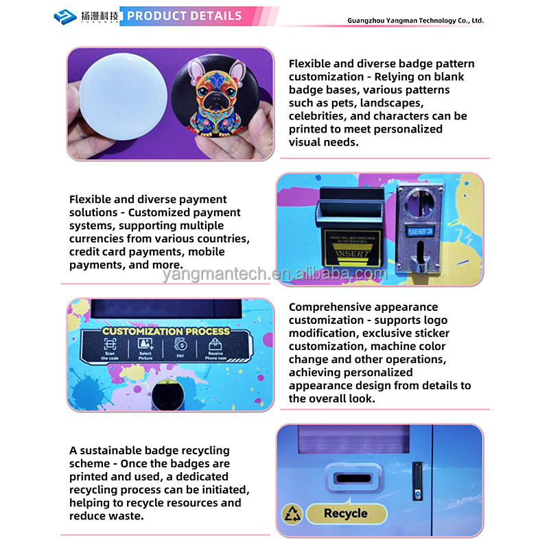 Innovative OEM ODM Manufacture Factory DIY Badge Printing Vending Machine Intelligent Automatic Badge Maker 110V/220V