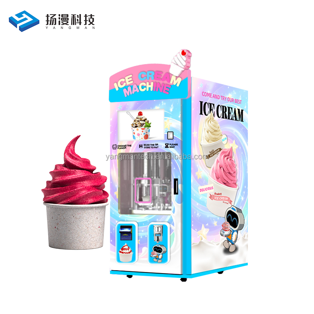 24 Hour Robotic Ice Cream Vending Machine for Business Soft Ice Cream Vending Machines for Shopping Center