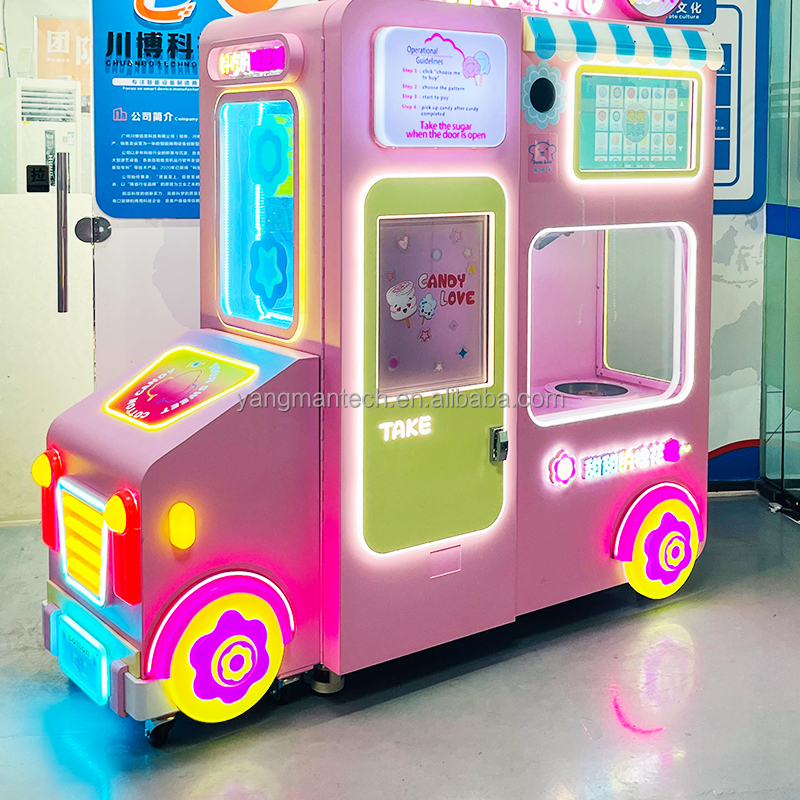 OEM ODM Fully Automatic High Profit High Benefit  Cotton Candy Vending Machine Business Robot with Credit Card Payment System