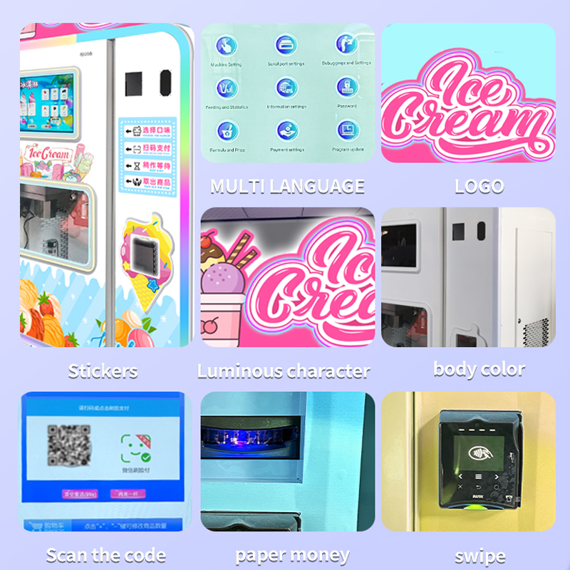 Customized Wholesale Robot Soft Ice Cream Maker Intelligent Touchscreem Fully Automatic Ice Cream Vending Machine