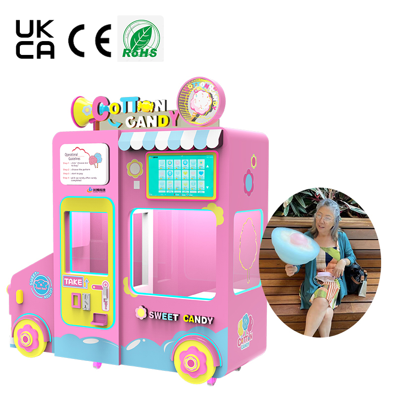 OEM ODM Fully Automatic High Profit High Benefit  Cotton Candy Vending Machine Business Robot with Credit Card Payment System