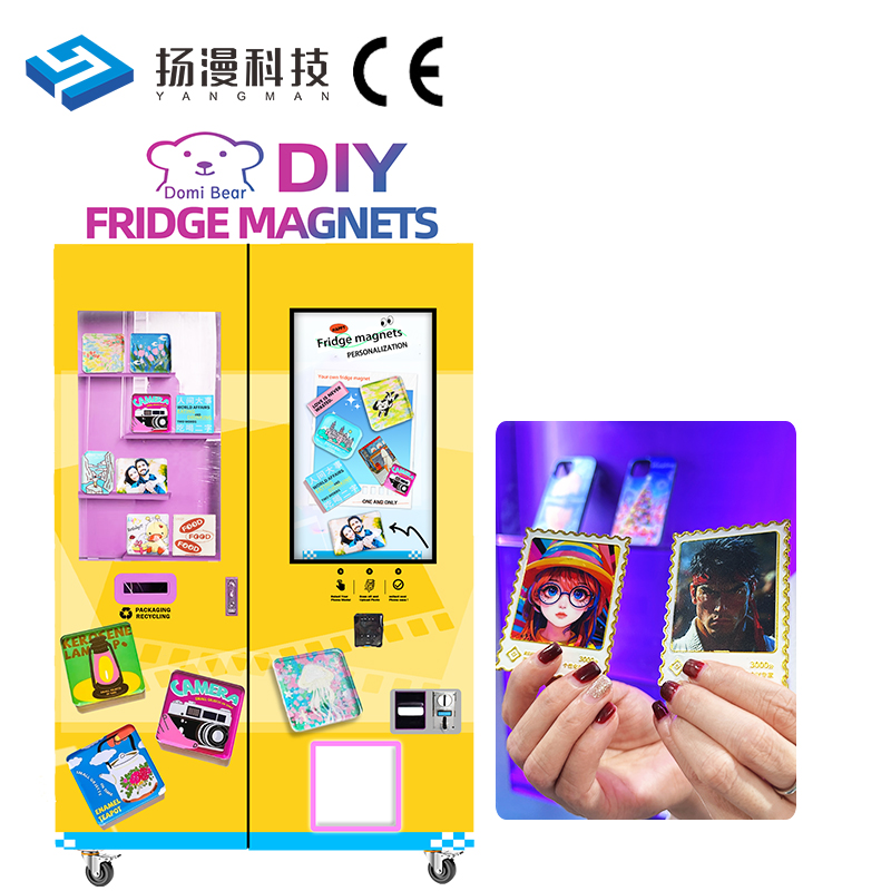 Customized Badge Banknote Payment Vertical Type OEM ODM DIY Fridge Magnet Printing Vending Machine Self-service Unattended