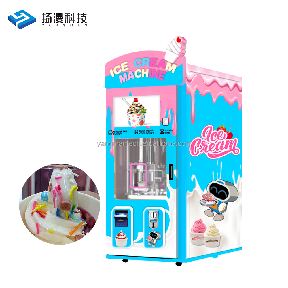 Unmanned Self Service Ice Cream Vending Machine Fast Making Ice Cream Coin Operated Ice Cream Robot Machine