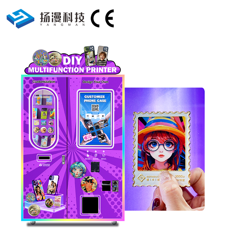 Customized Badge Banknote Payment Vertical Type OEM ODM DIY Fridge Magnet Printing Vending Machine Self-service Unattended