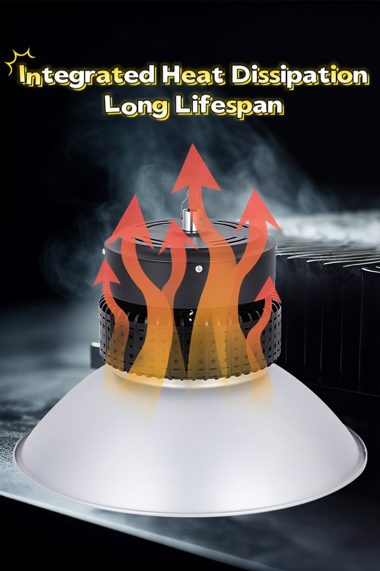 Industrial Commercial Lighting Hanging 100W IP54 Round UFO LED High Bay Lights Warehouse Workshop Garage Fixture Light