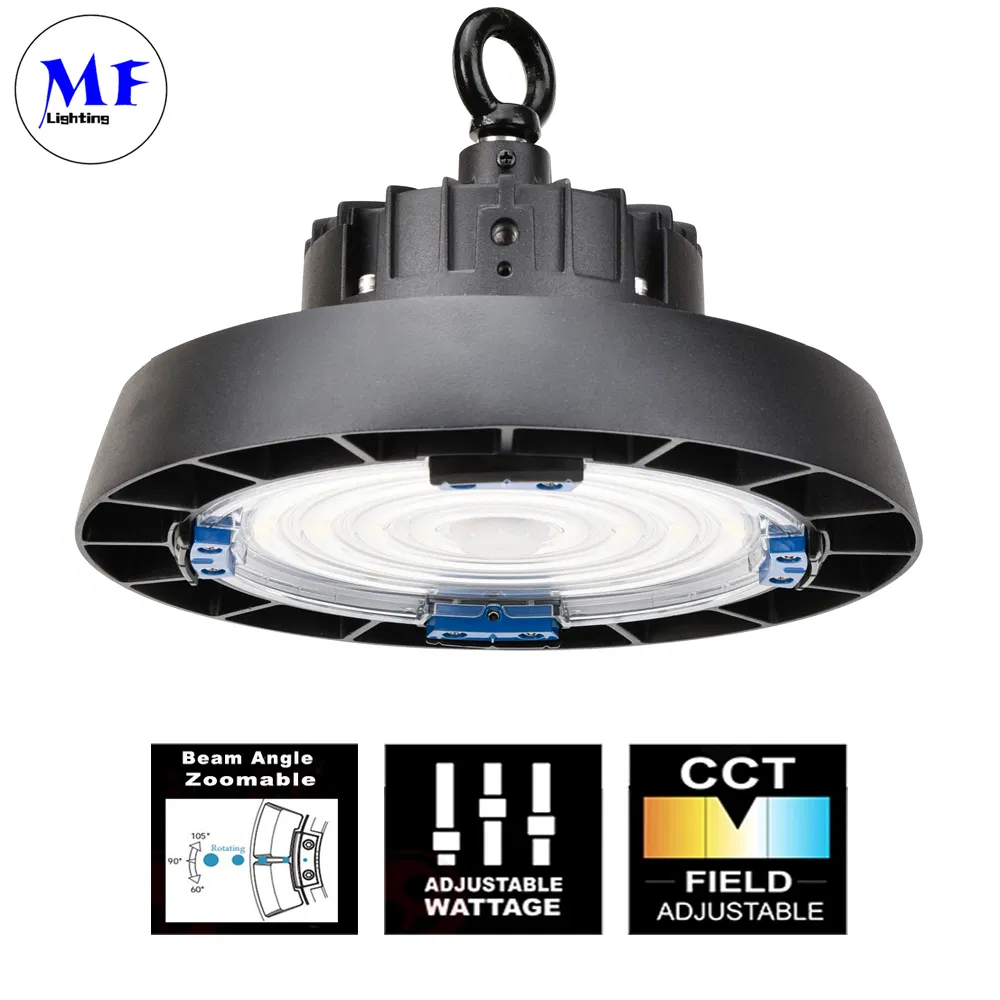 IP65 Waterproof Dustproof 5years Warranty 100W 150W 200W 240W 4 in 1 CCT Power Adjustable LED High Bay Light for Stadium Hangar and Exhibition Hall