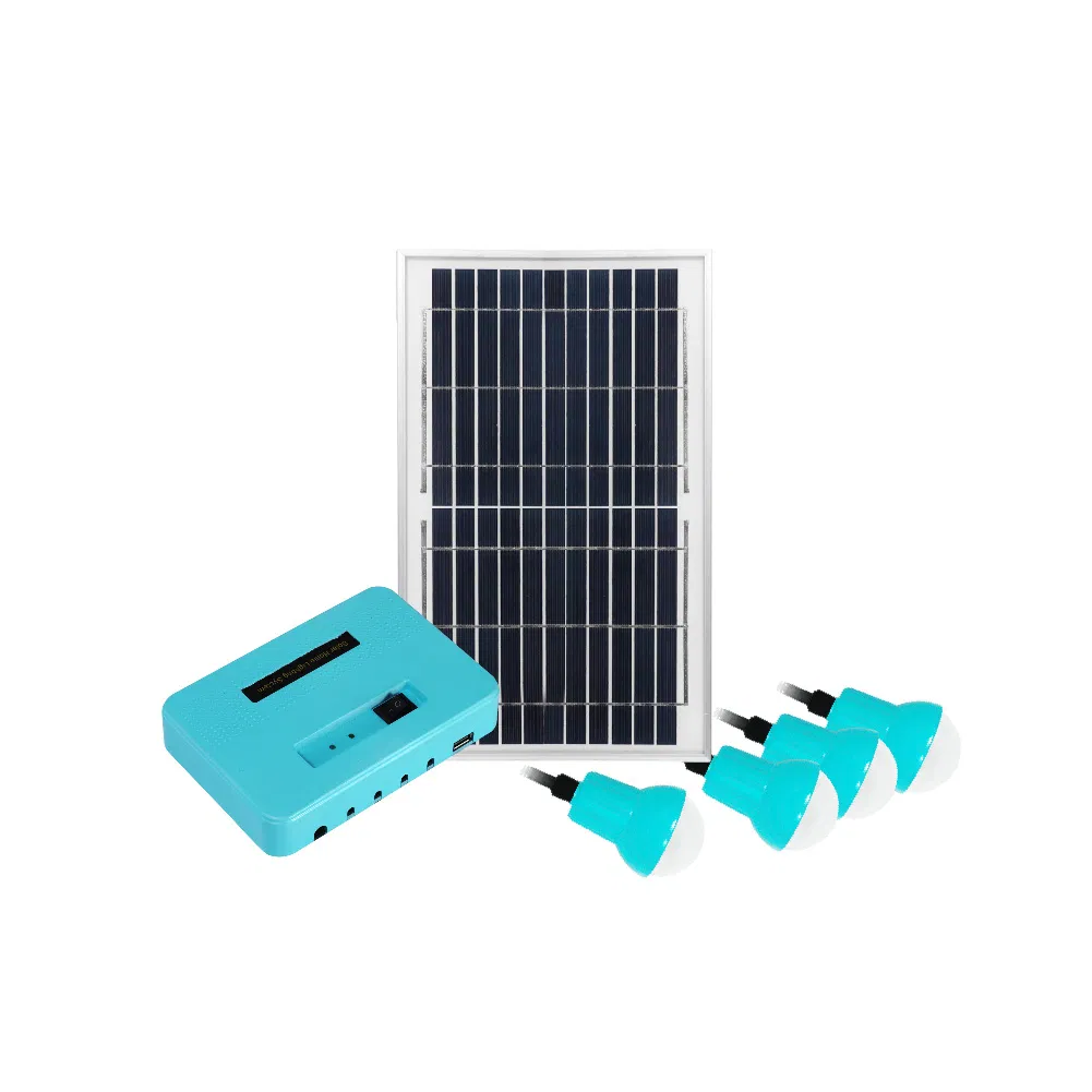 China Factory Solar Home Lighting System with Phone Charger Power System Portable off-Grid Solar Home Lighting System with 4PCS LED Bulbs 8W Solar Panel Kits