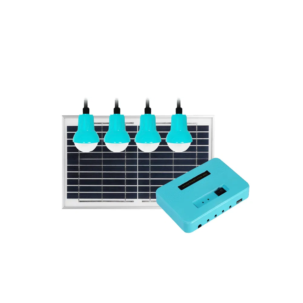 China Factory Solar Home Lighting System with Phone Charger Power System Portable off-Grid Solar Home Lighting System with 4PCS LED Bulbs 8W Solar Panel Kits