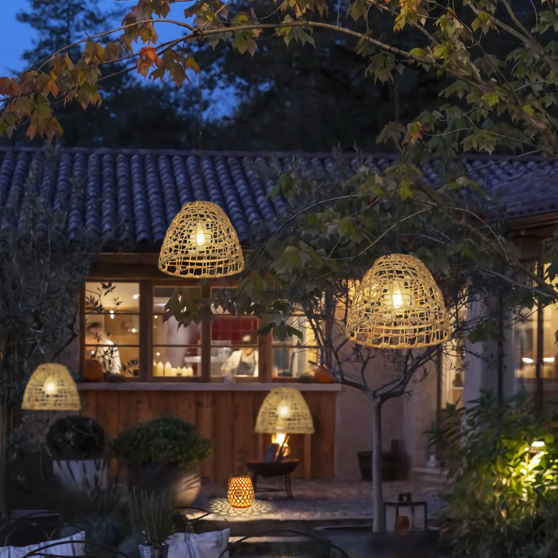 Outdoor Solar Landscape Lamp Bamboo Pendant Garden Light LED Waterproof Decorative Festival Lighting