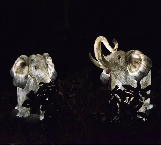 Zoo Theme Park LED Glowing Elephant Fiberglass Statue Lambs Outdoor Landscape Lighting