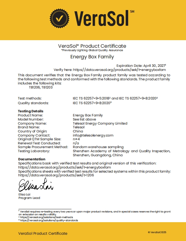 VeraSol Certification