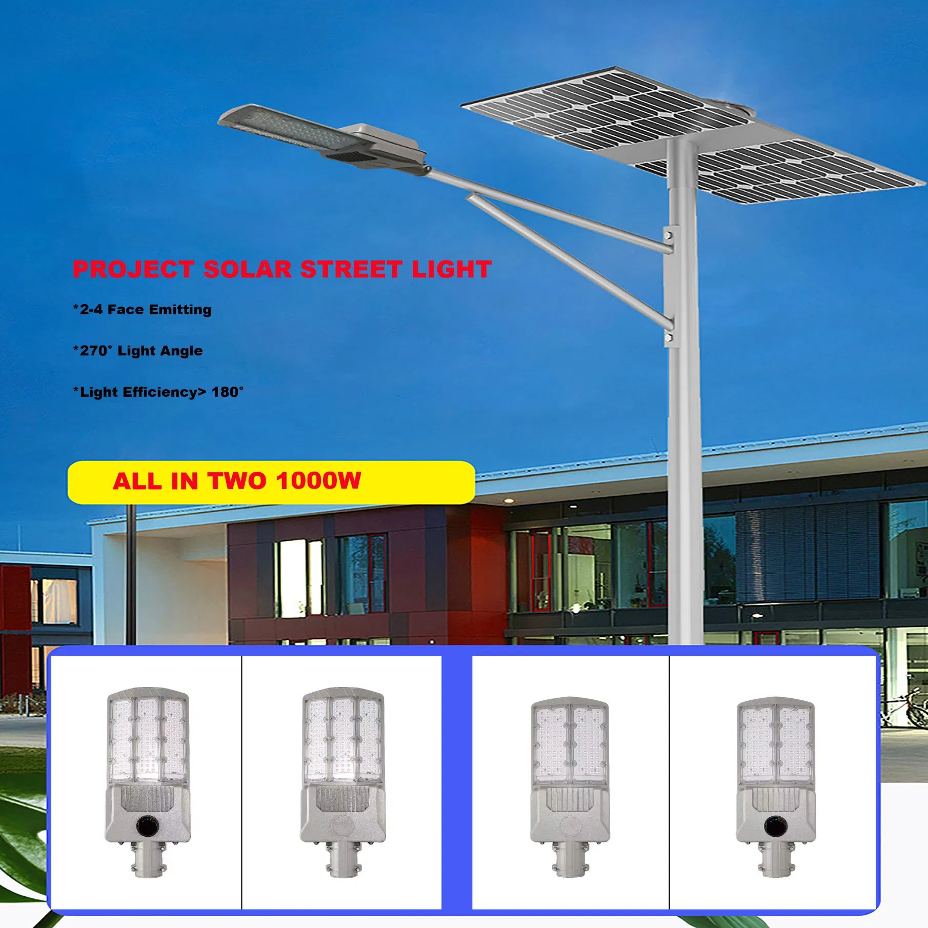 500W Solar Street Lights Outdoor Lamp, Dusk to Dawn IP67 Security LED Flood Light with Remote Control Mounting Pole and Bracket Garden, Court, Parking Lot