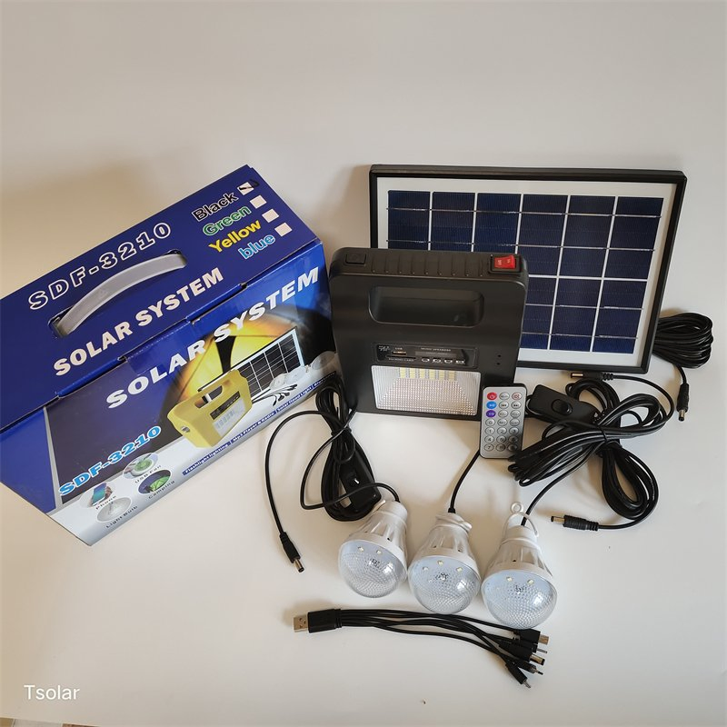Energy Portable Solar Power Generator Lighting Light Kit System with Speaker, FM Radio and Three Bulbs LED Light