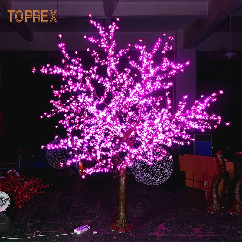 Toprex Festival Christmas Party Outdoor Decorative LED Light Landscape Artificial LED Cherry Bloom Trees Lighting