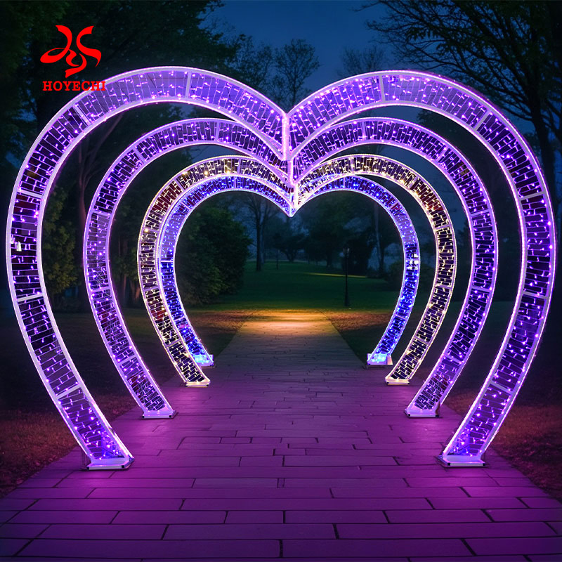 Hoyechi LED Heart Tunnel Colorful Arch Street Light for Outdoor Wedding Decoration