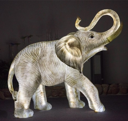 Zoo Theme Park LED Glowing Elephant Fiberglass Statue Lambs Outdoor Landscape Lighting