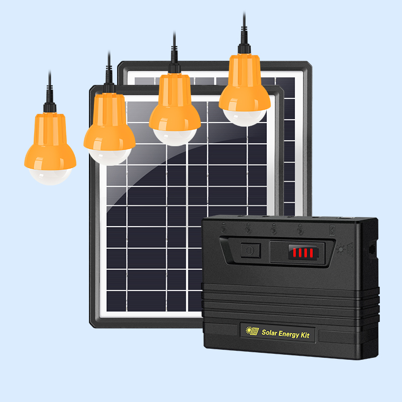 Factory Supply Ngo Solar Power Lighting System with 4PC LED Bulbs