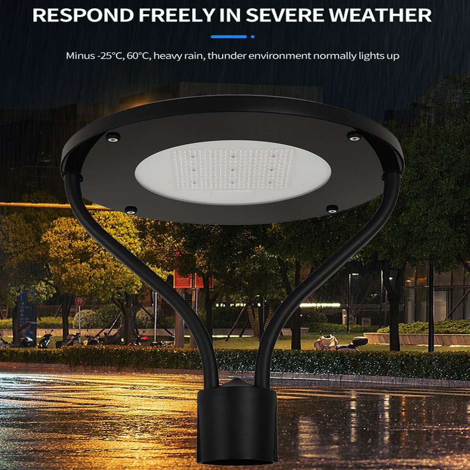 LED Outdoor Commercial Area Lighting Aluminum Park Lantern LED Urban Post Top Lamp Modern Round Waterproof IP66 LED Parking Lot Light