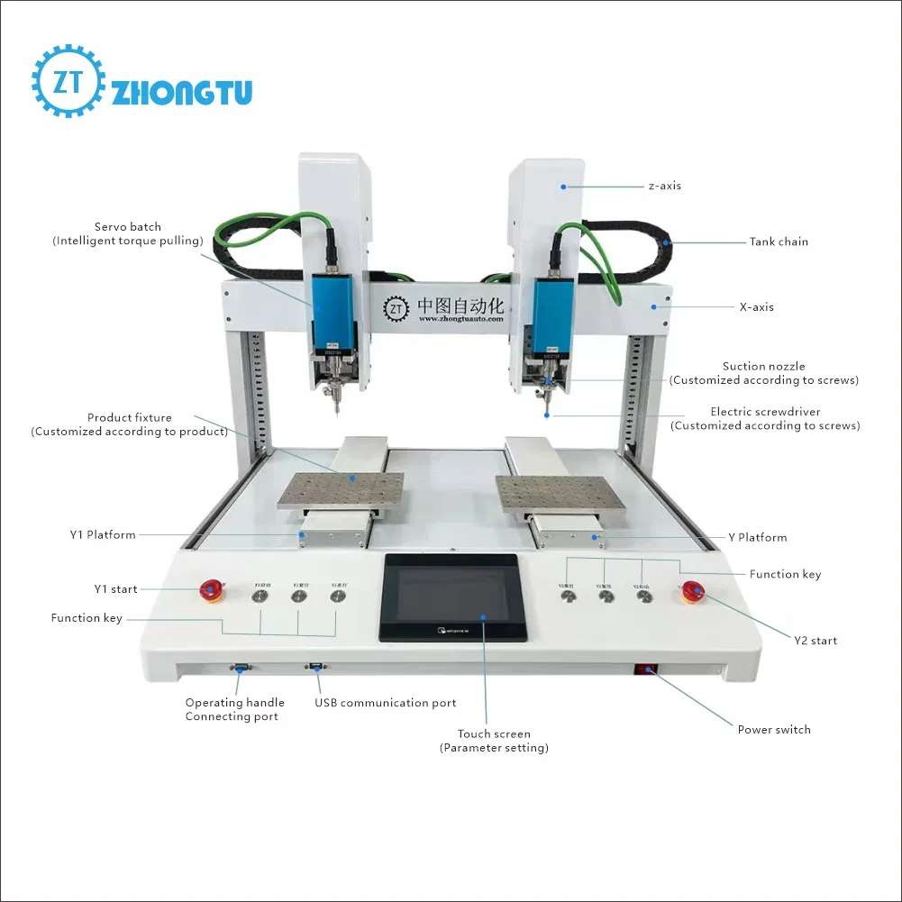 Dual Head Dual Station Rail Robotic Screw Fastening Machine Mquina De Tipos De Prticomquina Cartesiana Destornillador Automticomquina De Destornillador