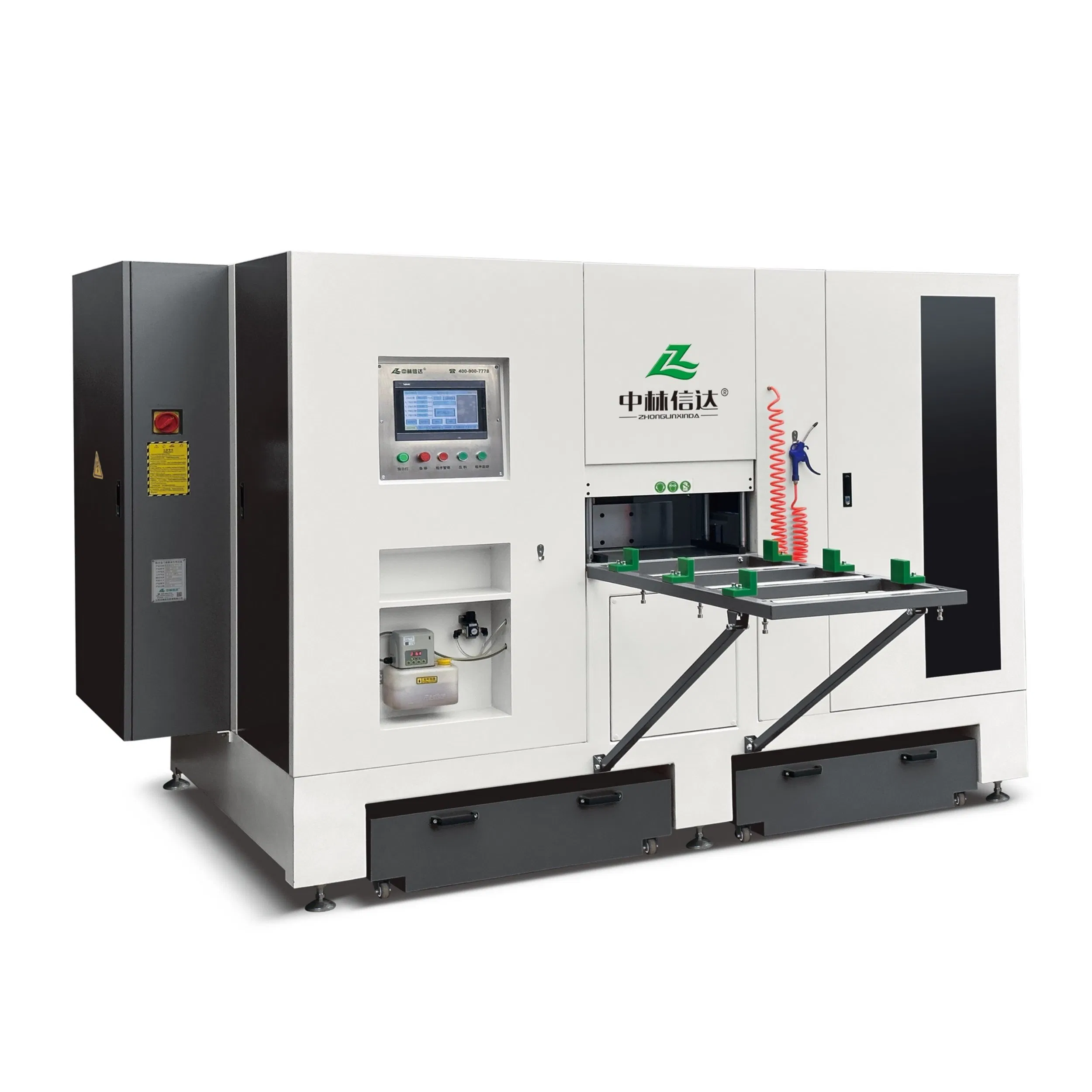 CNC 5 Axis Aluminum Profile End Milling Machine for Thermal Break Window Door Frame Curtain Wall Double Spindle 4 Cutters Miller for PVC Aluminum Alloy Template