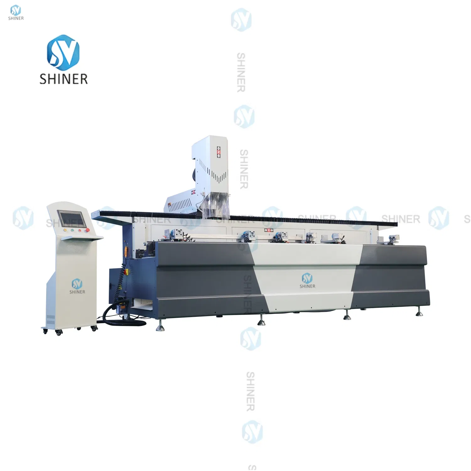 Shiner Intelligent Aluminum UPVC Double Spindle Single Spindle CNC Water Slot Lock Hole Hardware Holes Milling Drilling Machine