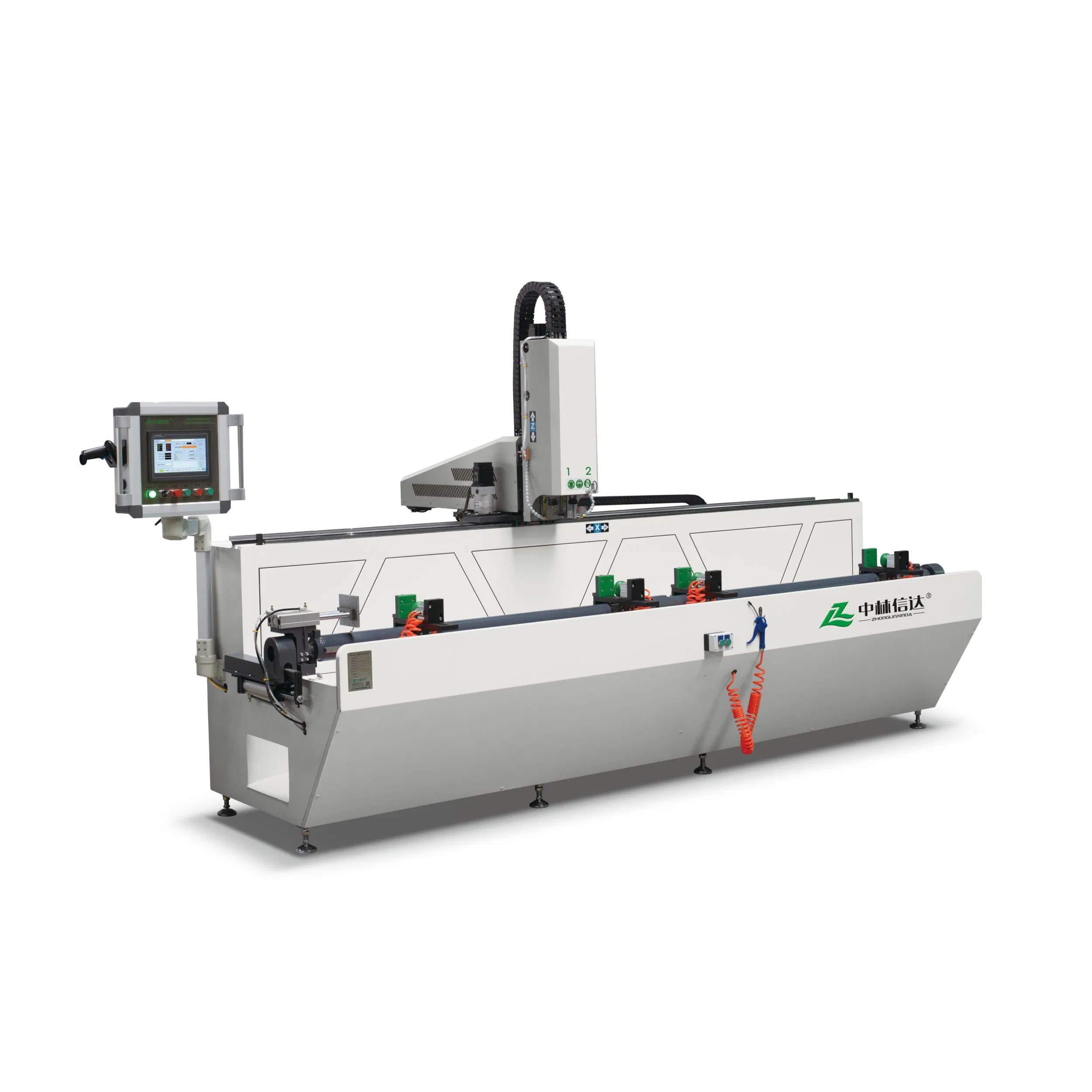 CNC Double Spindle Aluminum Profile Drilling Copy Milling Machine for Window Door Curtain Wall 3 Sides Rotary Workbench Miller for PVC Aluminum Alloy Template