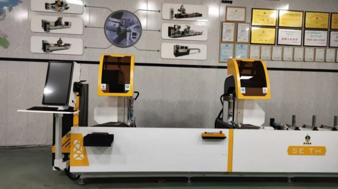 New Appearance Aluminum UPVC Window Door Profiles CNC Double Head Cutting Machine with 500mm Blade