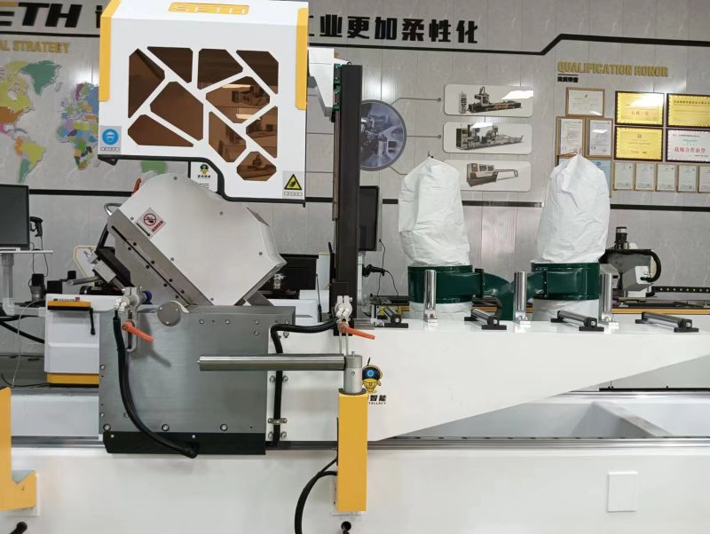 Window Making Machines Aluminum Cutting Saw Aluminum CNC Double Head Cutting Machine with 550mm/600mm Saw Blades Window Fabrication Machines