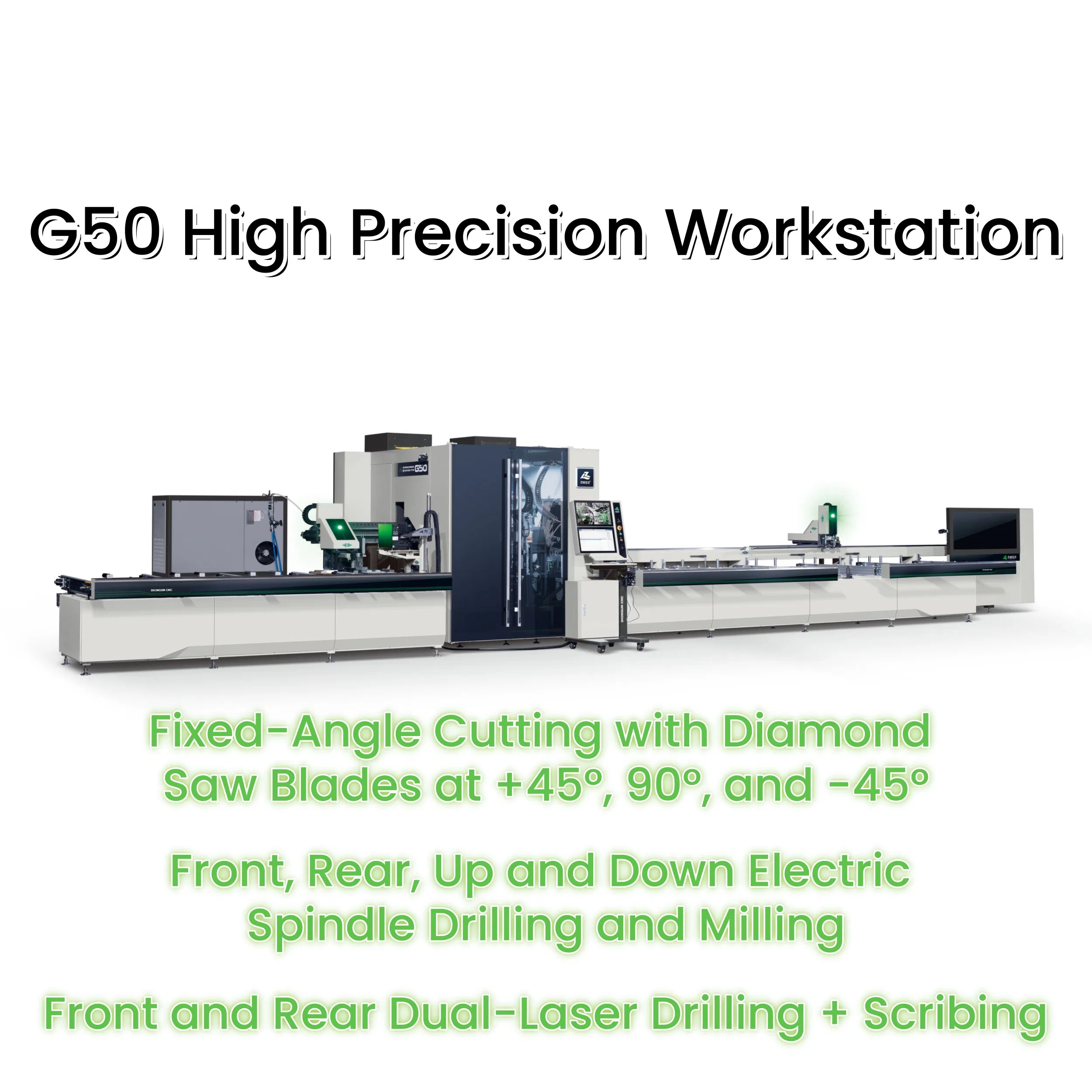 CNC Aluminum Machining Center Cutting 4-Side Milling &amp; Dual Laser Processing Profiles Saw Window Door PVC Cutter Fabrication Machine Template