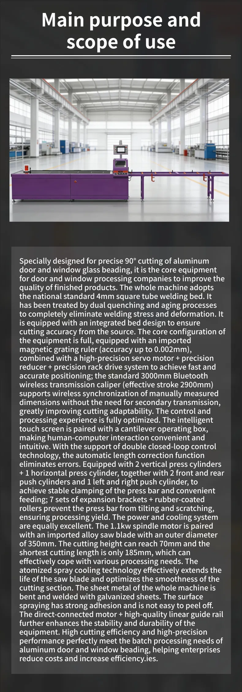 Automatic UPVC Glass Bead Cutting Saw