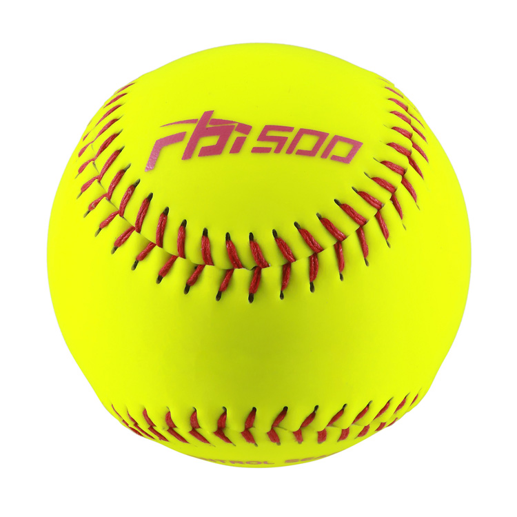 High Quality Optic Yellow Split Leather / PU/PVC Softball for Game Traning