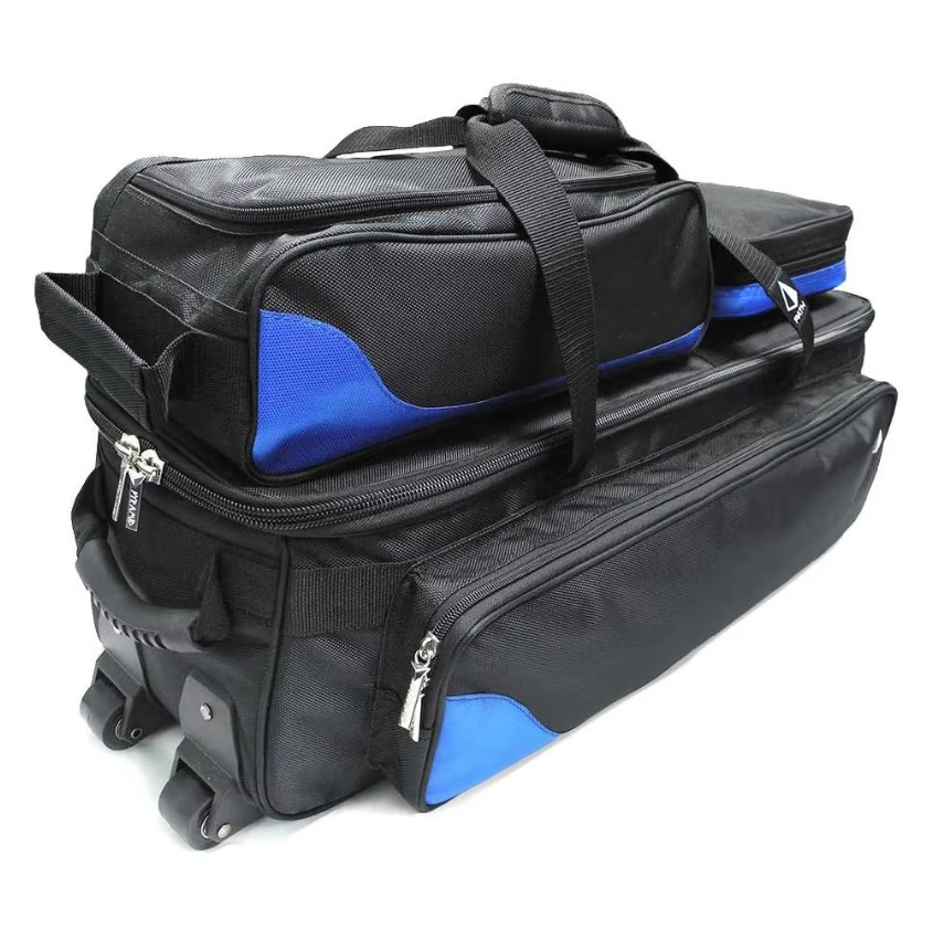 Customized 3 Ball Triple Tote Roller Plus Rolling Bowling Bag with Compartments