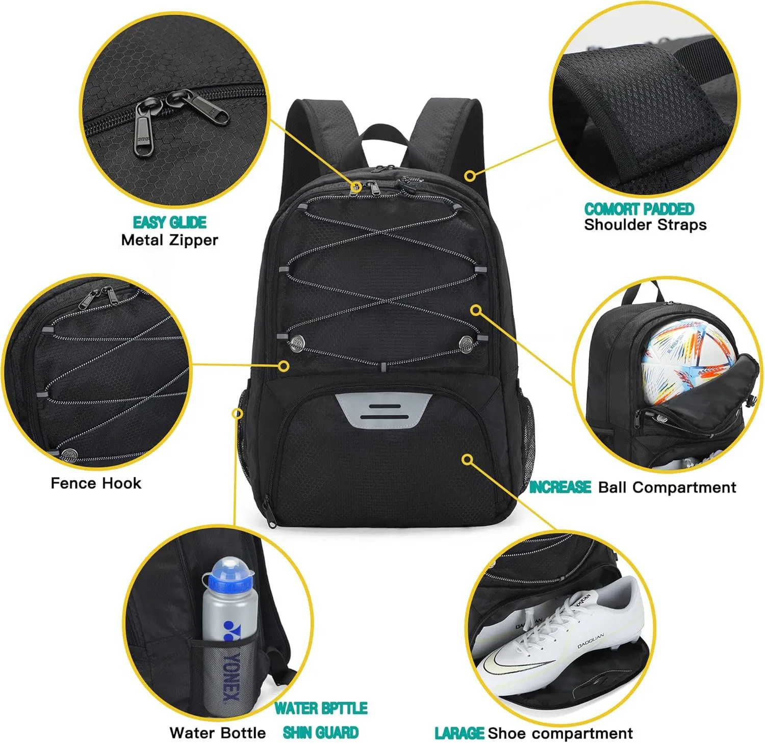 Youth Soccer Bag-Soccer Backpack for Football Basketball, with Ball Compartment Separate Cleat Package