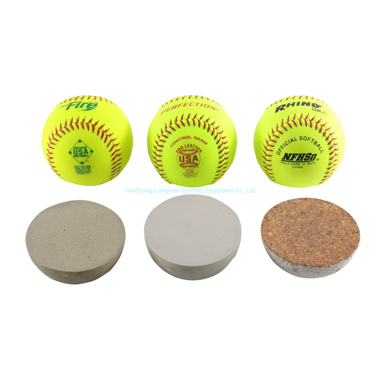 Factory Popular High Quality Custom Logo Official White and Optic Yellowtraining Softball Outdoor Sports Ball Equipment