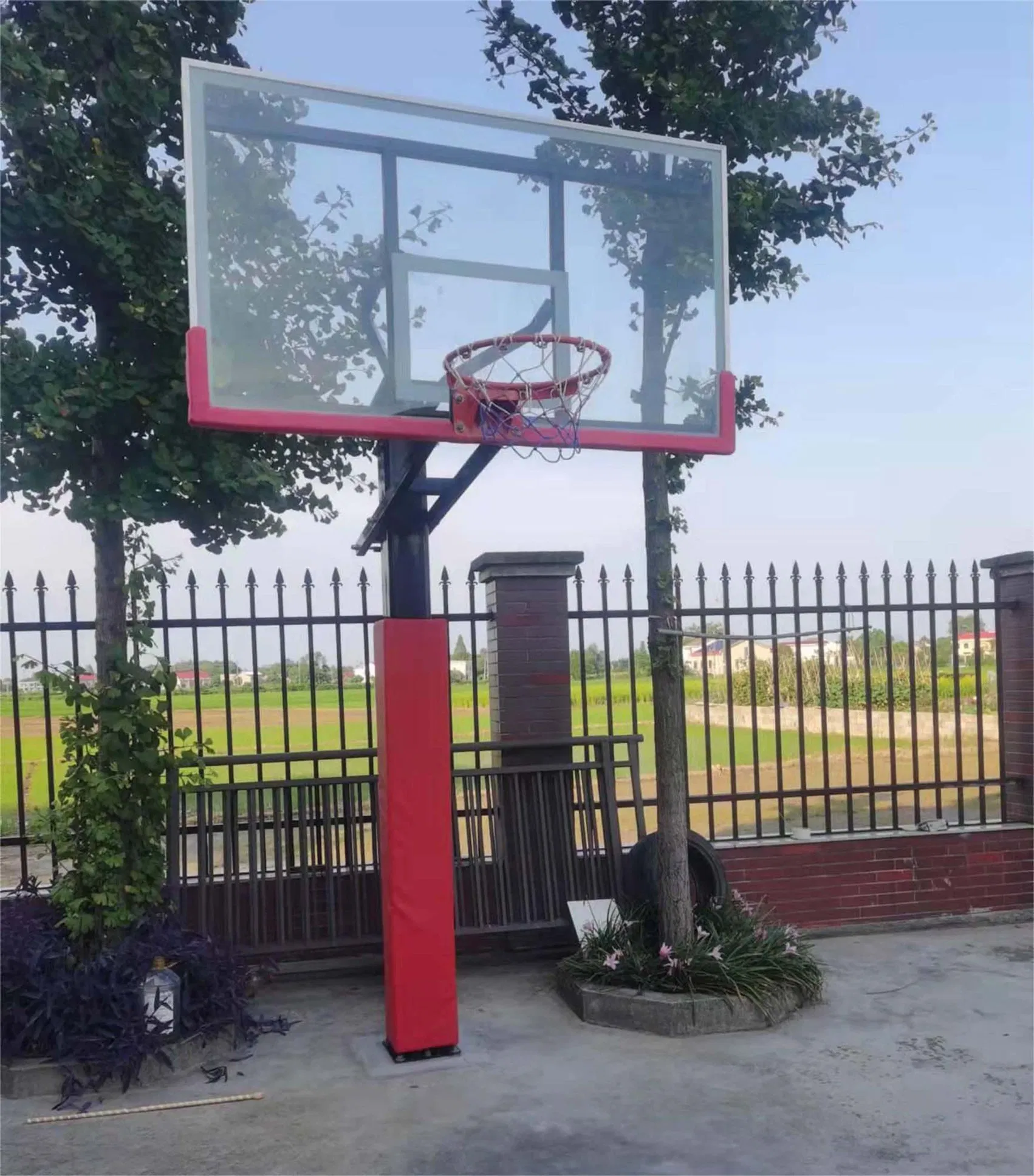 72 Inch Tempered Glass in Ground Height Adjust Basketball Hoop Goal