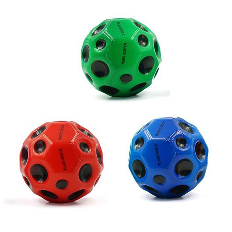 QS Toys Cross Border 7cm Hole Tennis Ball High Elasticity Anti Gravity Moon Shaped PU Ball Child Interaction Wrist Elastic Ball