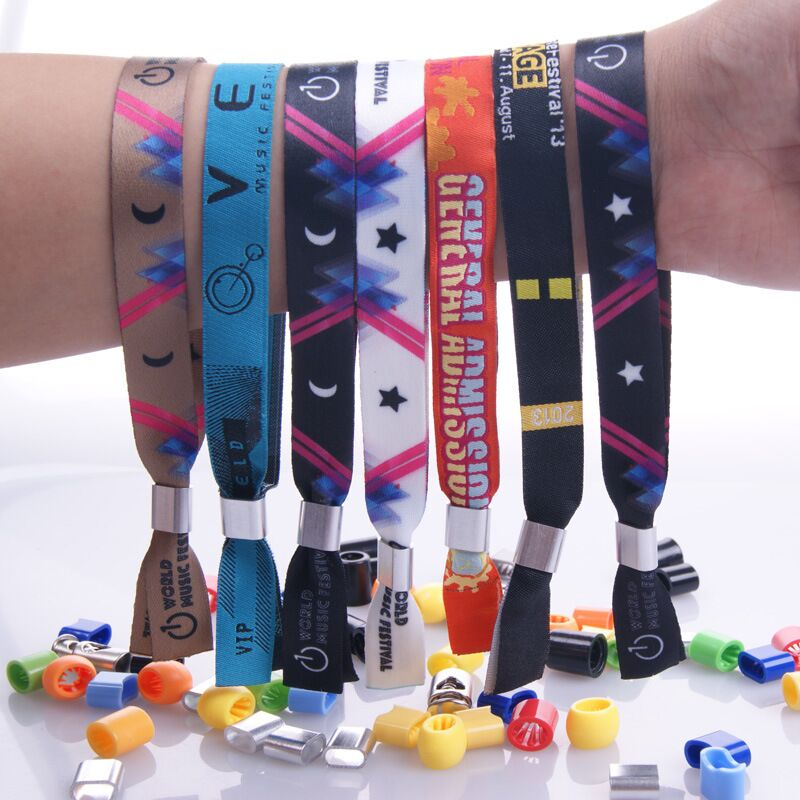 Customised Wristband Logo Print Promotional Sports Wrist Band Woven Polyester Wristband